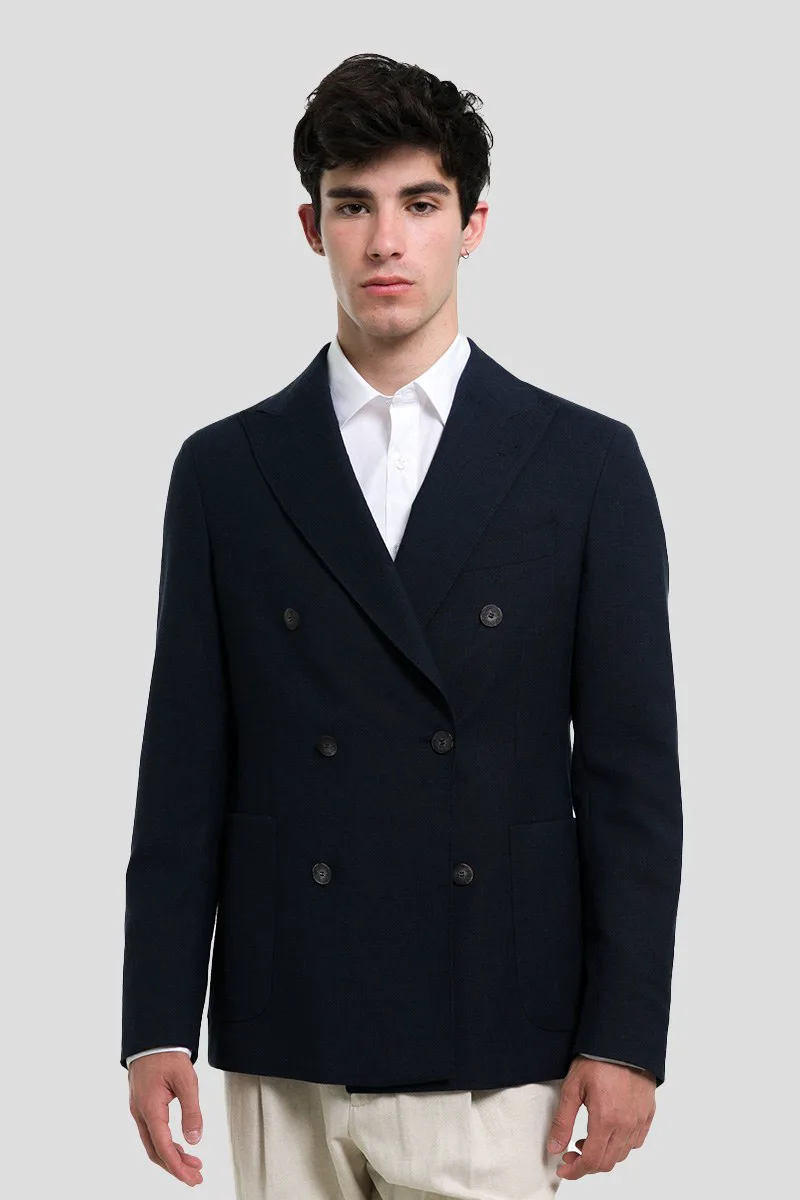 IVERGANO Ανδρικό Μπλε Double Breasted Black Classic Blazer