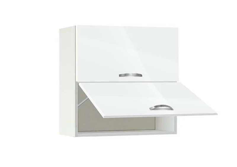 Ντουλάπι Κουζίνας κρεμαστό 80εκ, No 80 G, 80/58/82, Genomax - Λευκό γυαλιστερό, Λευκό