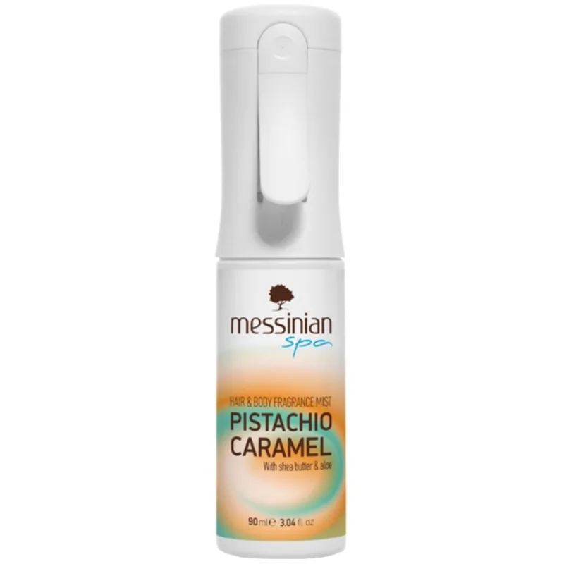 Messinian Spa Pistachio Caramel Hair & Body Fragrance Mist Ενυδατικό Mist Μαλλιών & Σώματος με Άρωμα Φιστίκι Αιγίνης & Καραμέλας 90ml