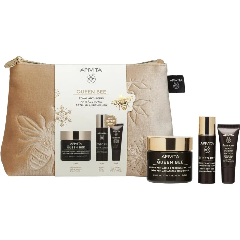 Apivita Queen Bee Gift Pouch (with Light Cream) σετ δώρου ενάντια στη γήρανση της επιδερμίδας