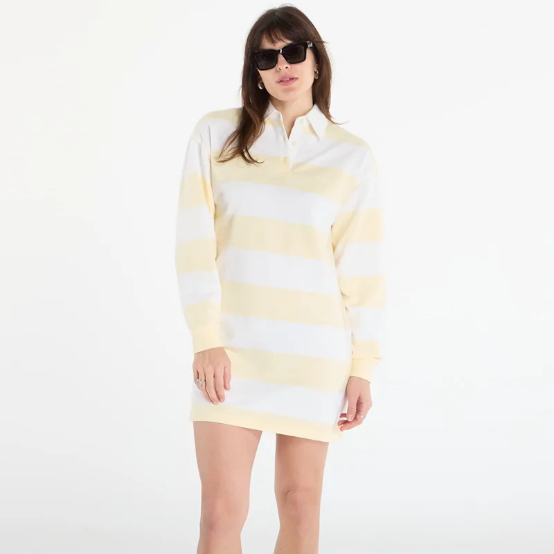 Φόρεμα Calvin Klein Jeans Ls Varsity Stripe Mini Polo Dres Snow White Stripe L