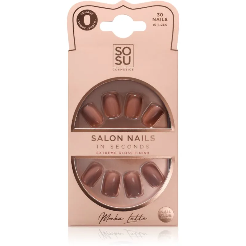 SOSU Cosmetics Salon Nails Ψεύτικα νύχια απόχρωση Mocha Latte 30 τμχ