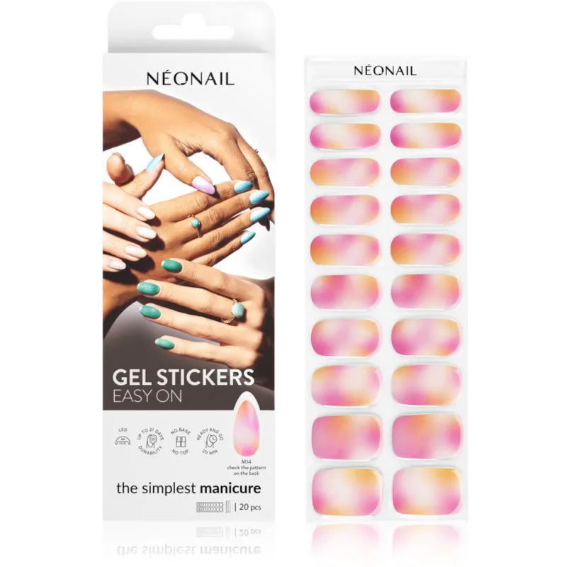 NEONAIL Easy On Gel Stickers Αυτοκόλλητα νυχιών με χρήση λάμπας UV/LED απόχρωση M14 20 τμχ