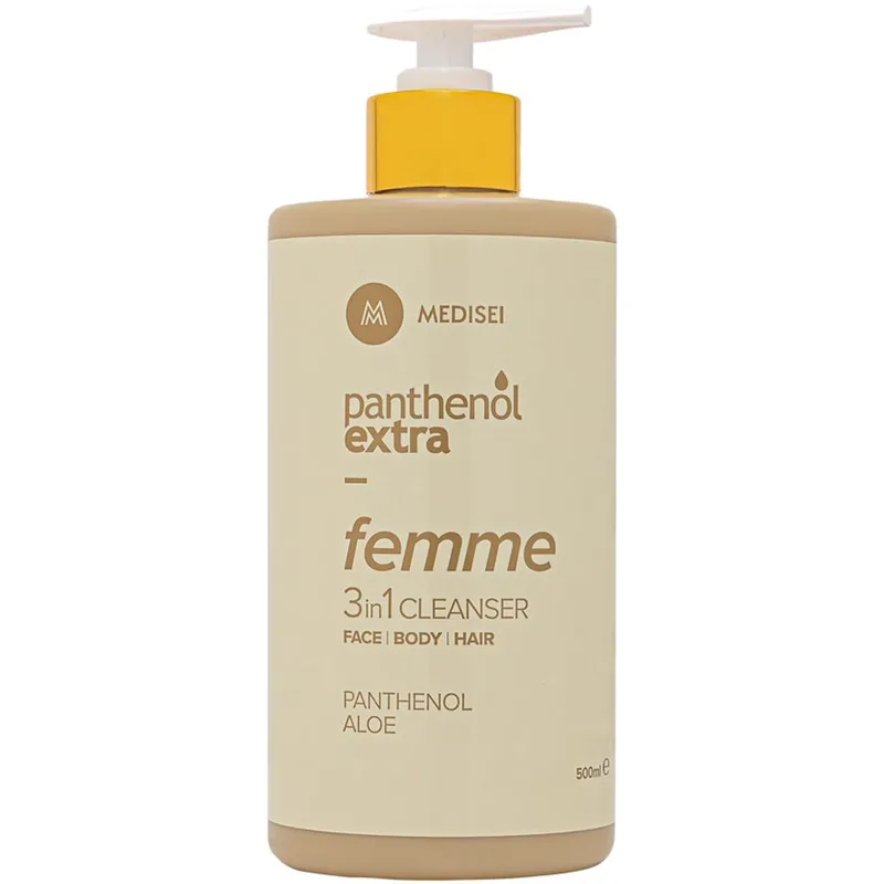 Panthenol Extra Femme 3in1 Cleanser Γυναικείο Αφρόλουτρο για Πρόσωπο, Σώμα & Μαλλιά με Ανατολίτικο Άρωμα & Νότες Βανίλιας με Αντλία 500ml