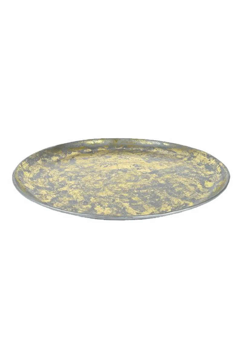 Δισκος Μεταλλικος Χρυσος Antique 30.5Cm 30.5x30.5x2.5cm Μονόχρωμο Kaeming