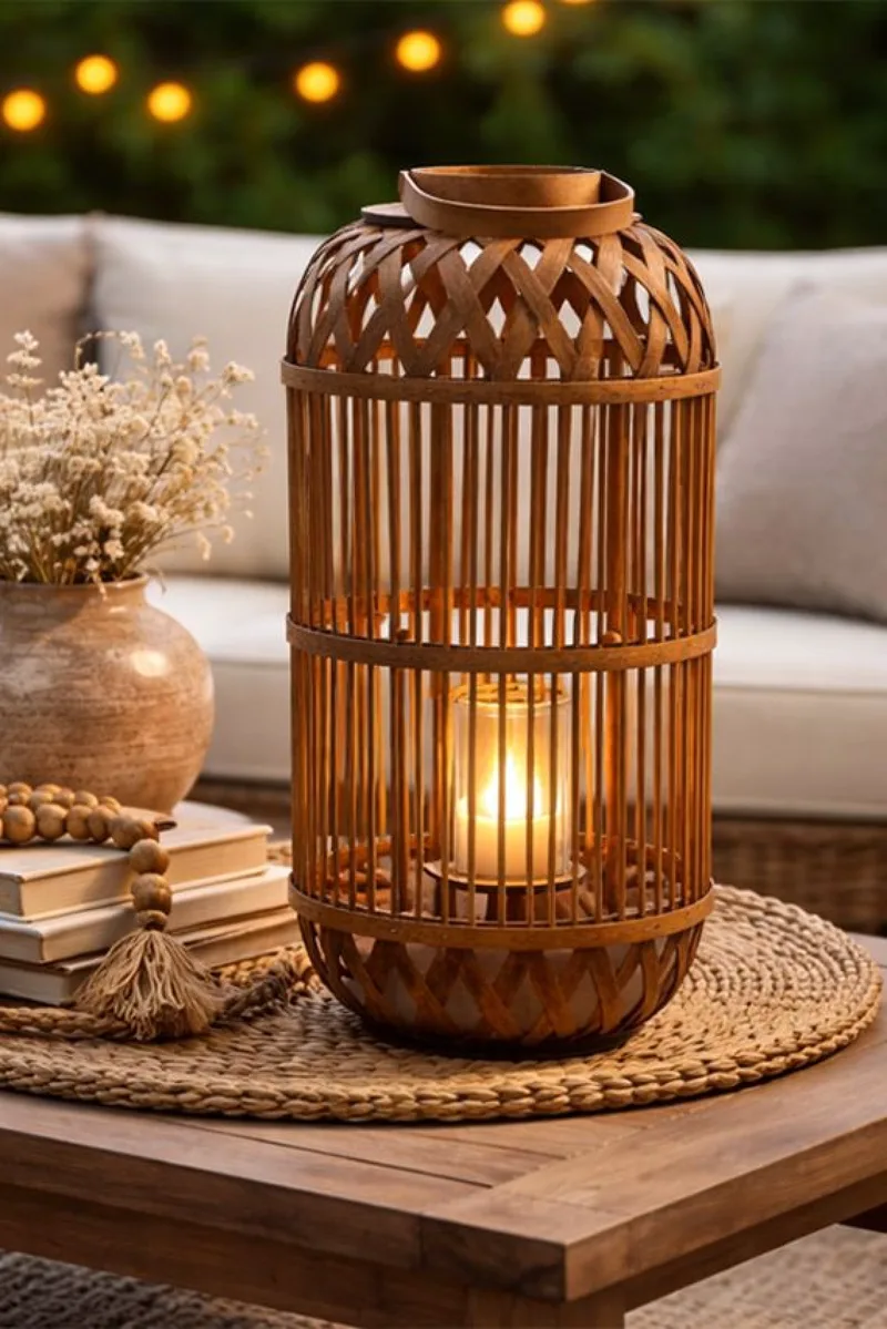 Φαναρι Απο Ξυλο Bamboo 65Cm 35x35x65cm Μονόχρωμο Kaeming