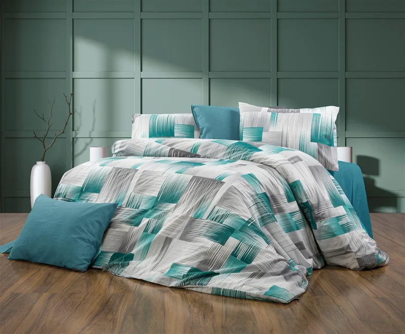 Σετ Σεντόνια 3τμχ Polycotton Μονά 160x240εκ. Ευφημία 475 Petrol DimCol (Τύπος κατωσέντονου: Χωρίς Λάστιχο, Χρώμα: Πετρόλ , Ύφασμα: 70% Βαμβάκι-30% Polyester, Μέγεθος: Μονά) - DimCol - 33312223050