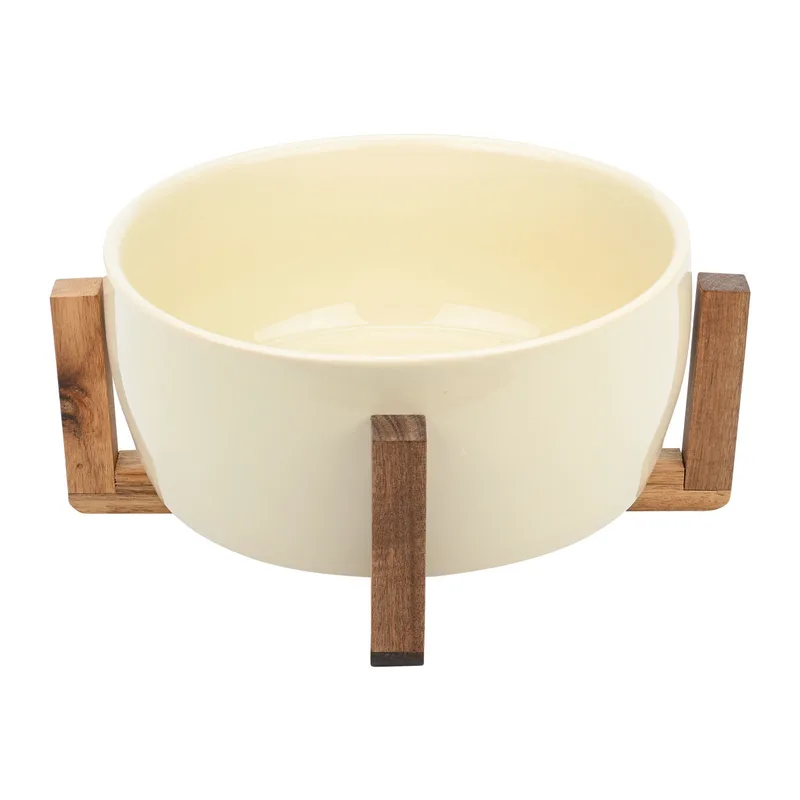 ESTIA ΣΑΛΑΤΙΕΡΑ ACACIA 28cm ΜΕ ΒΑΣΗ IVORY 01-25014