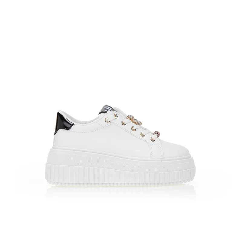 Sneakers με πλατφόρμα και χρυσά στολίδια ΜΑΥΡΟ
