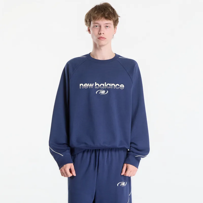 Φούτερ New Balance Trackside French Terry Crew Nb Navy S