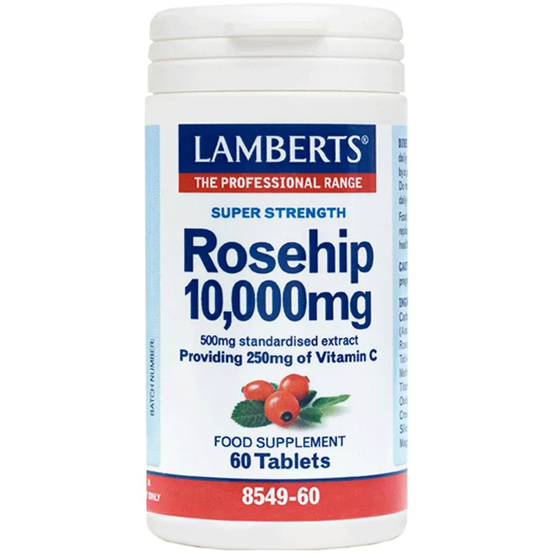 Lamberts Rosehip Συμπλήρωμα Διατροφής Εκχυλίσματος Καρπού Αγριοτριανταφυλλιάς με Αντιοξειδωτικές Ιδιότητες για την Ενίσχυση του Ανοσοποιητικού 10.000mg, 60tabs