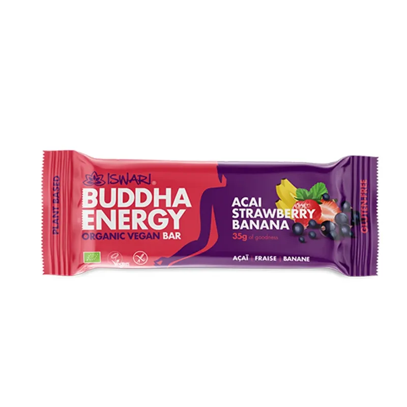 Iswari Buddha Energy, Acai, Strawberry & Banana Organic Energy Bar 35g