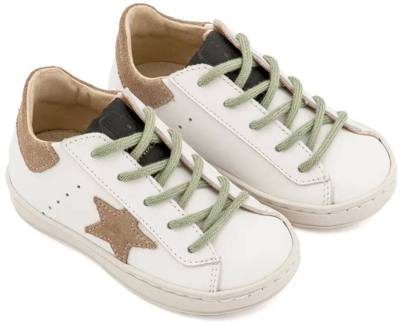 Babywalker Βαπτιστικά Τρίχρωμα Sneaker Δετά EXC5315 Λευκό Μπεζ Μέντα