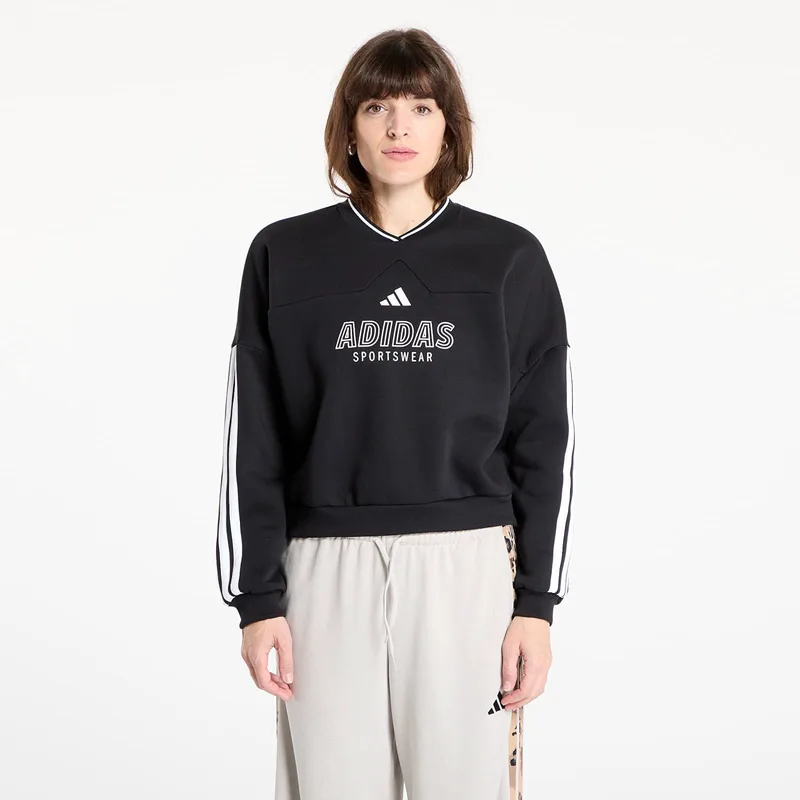 Φούτερ adidas W Tiro Cut 3 Stripes Fleece Sweatshirt Black/ White S