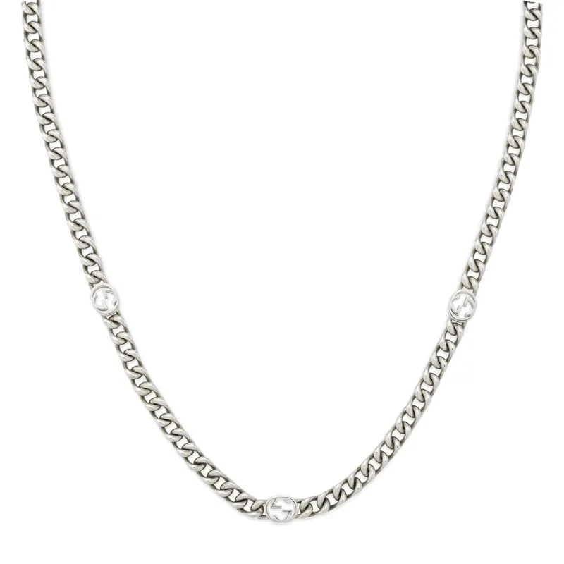 GUCCI "Interlocking G" Κολιέ από ασήμι 925 Silver (Μήκος 50.00cm) YBB84363000100U