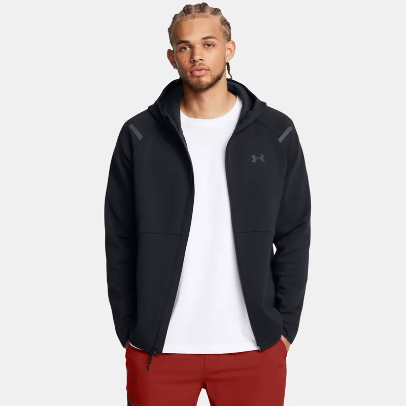 UNDER ARMOUR UNSTOPPABLE FLEECE FULL-ZIP HOODIE ΜΑΥΡΟ