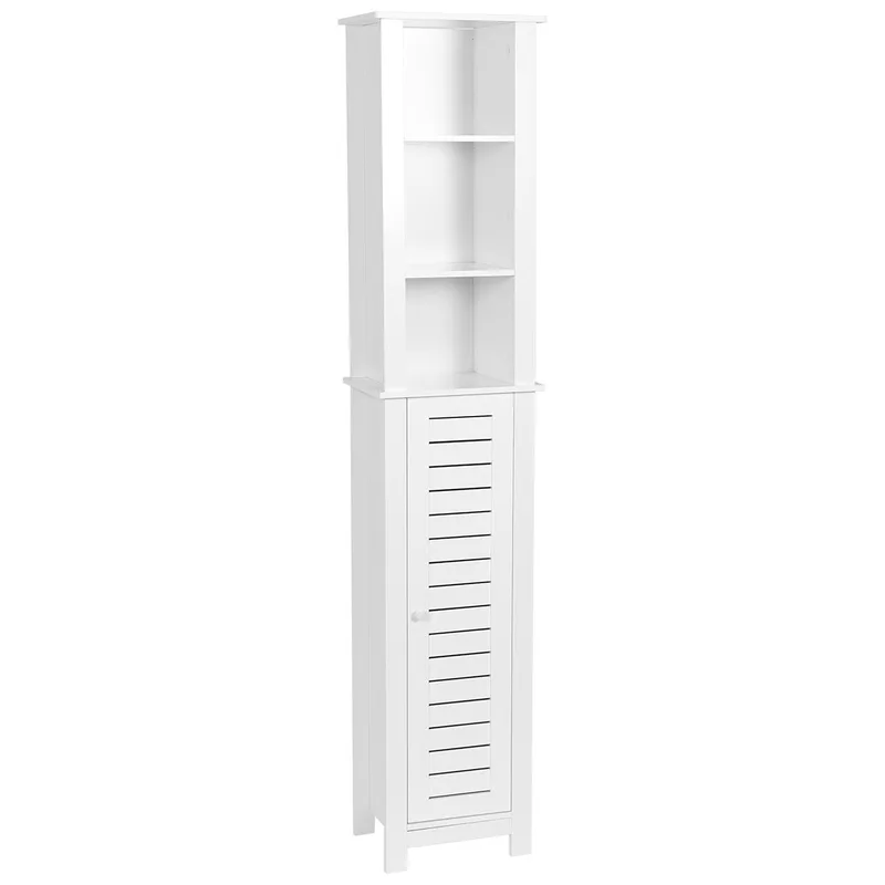Έπιπλο MDF Με 3 Ράφια & 1 Ντουλάπι Με 2 Ράφια Στο Εσωτερικό 35x26x173εκ. Λευκό MRShome 1284000 (Υλικό: Mdf, Χρώμα: Λευκό) - sealskin - sl-DS-1284000