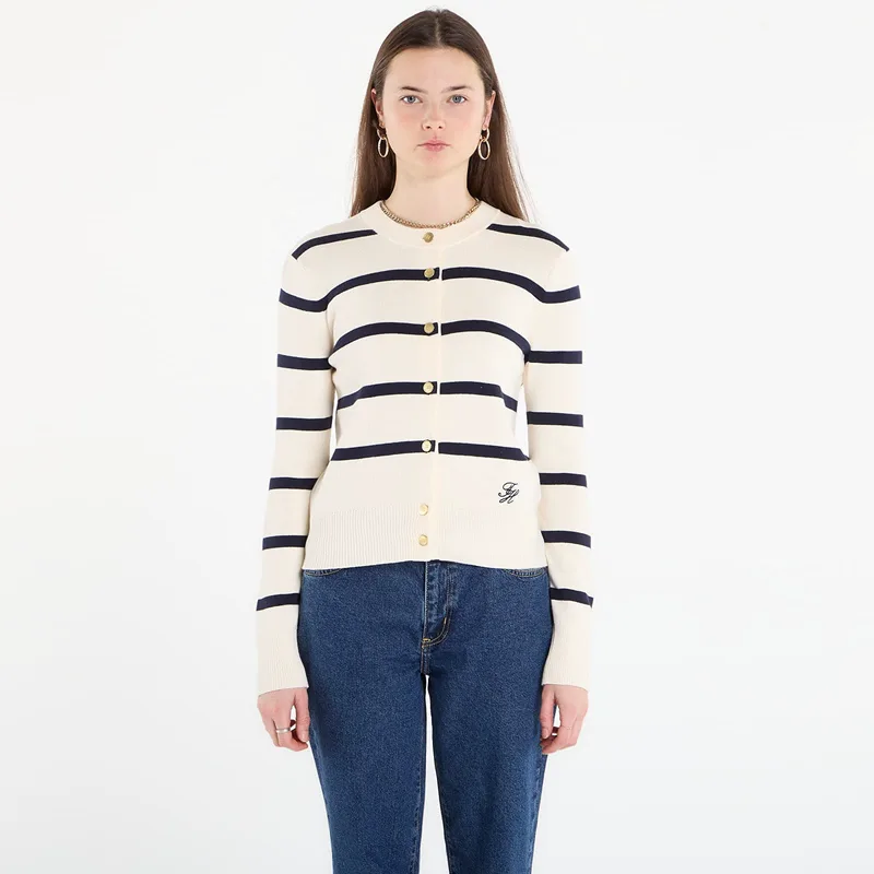 Πουλόβερ Tommy Hilfiger Co Full Needle Crewneck Cardigan Big Stp Calico/ Dark Navy XS