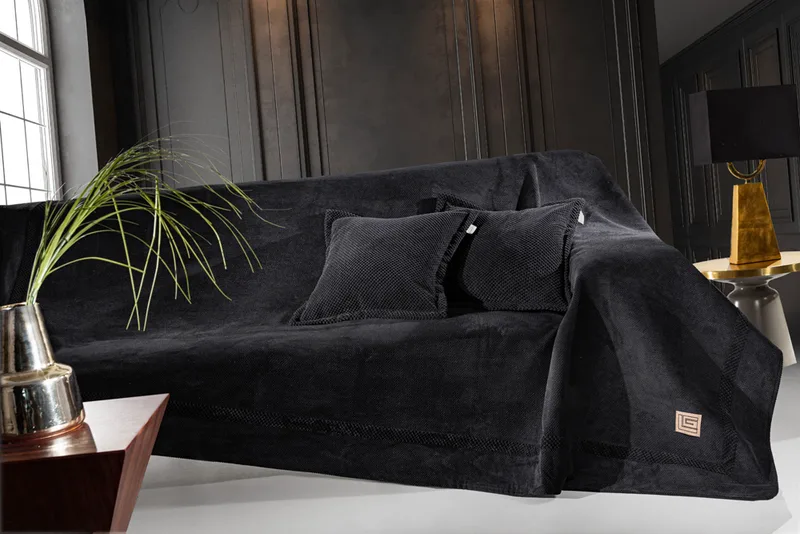 Ριχτάρι Διθέσιος Suede Microfiber Rubicon Black 170x250εκ. Guy Laroche (Ύφασμα: Microfiber, Χρώμα: Μαύρο) - Guy Laroche - 5206480604157