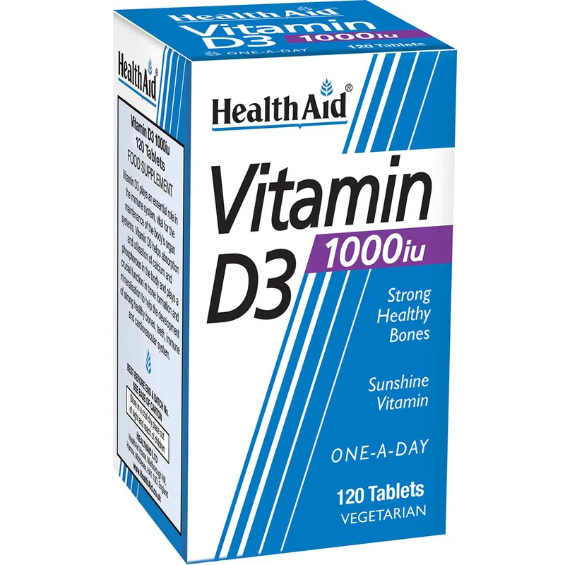 Health Aid Vitamin D3 1000iu Συμπλήρωμα Διατροφής Βιταμίνης D3 για την Καλή Υγεία των Οστών, Δοντιών & Ενίσχυση του Ανοσοποιητικού 120tabs