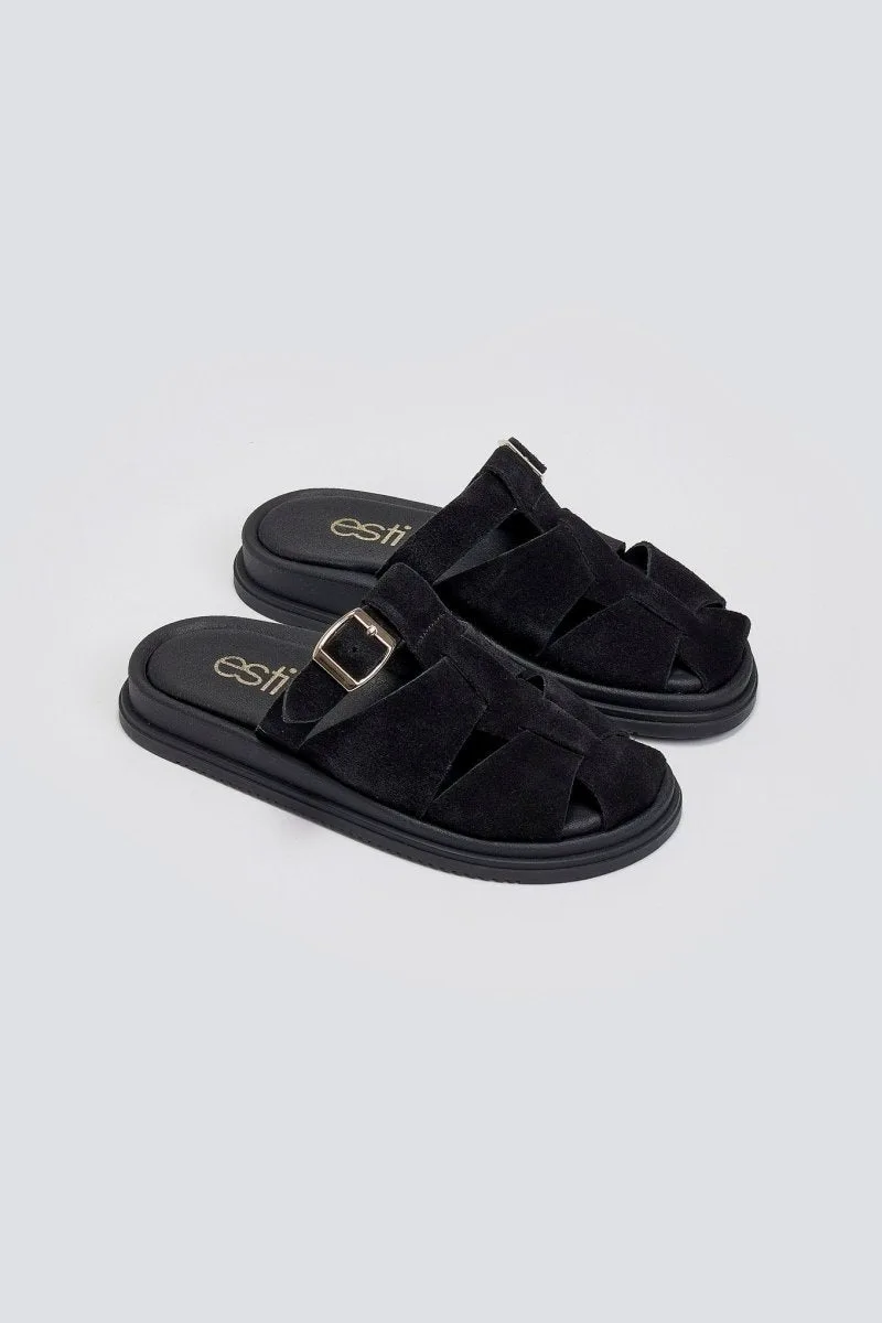 Estil Suede Clogs Buckle Detail - 1815NK (ΚΑΣΤΟΡΙΝΑ) & 1815NK - Black