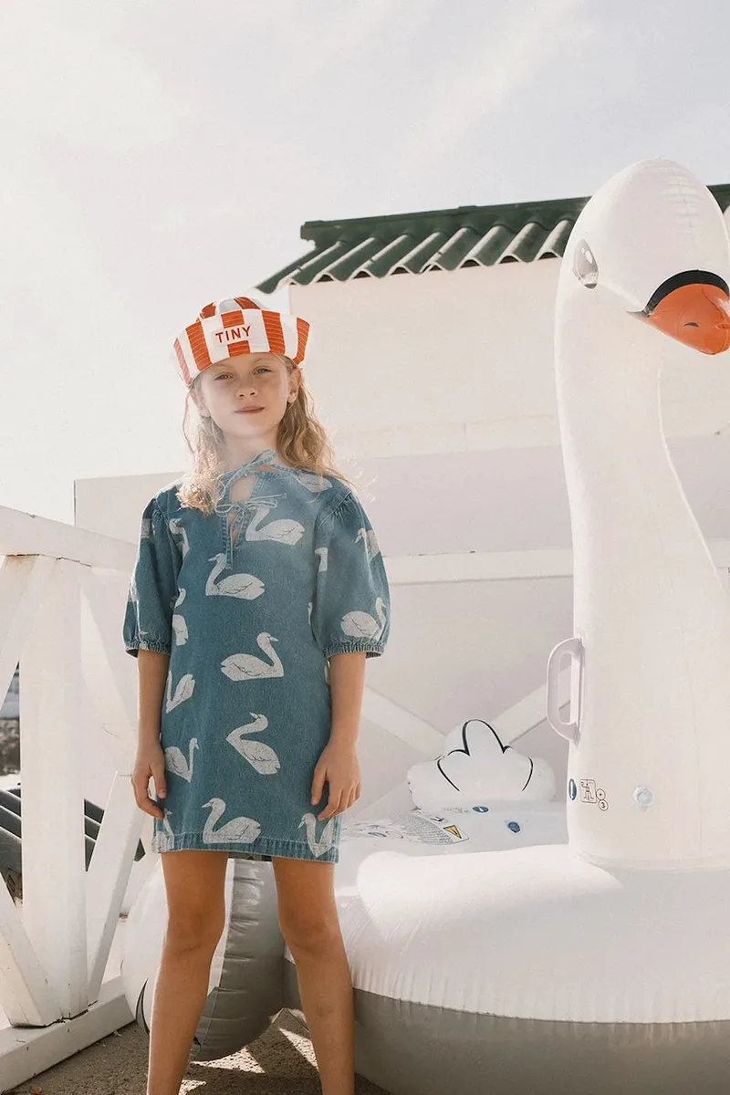 Παιδικό βαμβακερό φόρεμα Tinycottons BIG SWANS DRESS