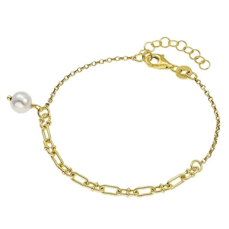 Επίχρυσο βραχιόλι Vogue 925 με κρεμαστή πέρλα 7517301 7517301 Ασήμι