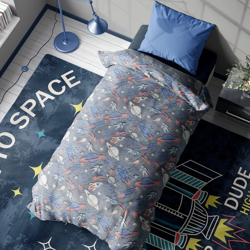 Φωσφοριζέ Κουβέρτα Fleece Μονή 160x220 Dimcol Galaxy Grey 160x220