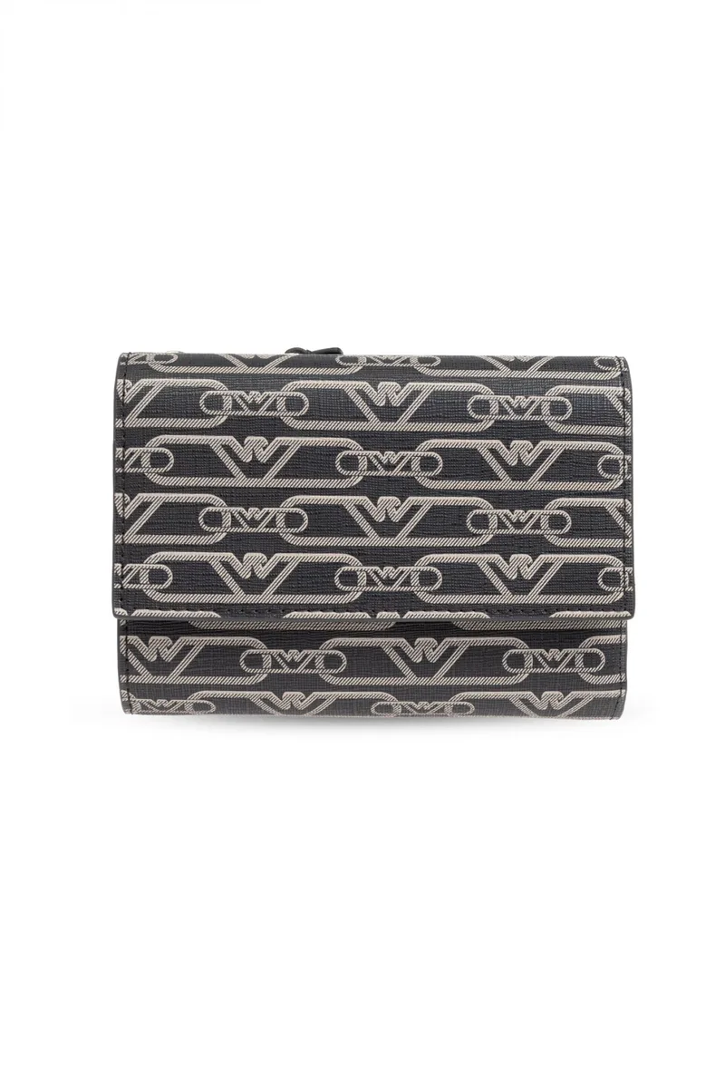 EMPORIO ARMANI ΠΟΡΤΟΦΟΛΙ LOGO ΚΑΦΕ / ΜΑΥΡΟ