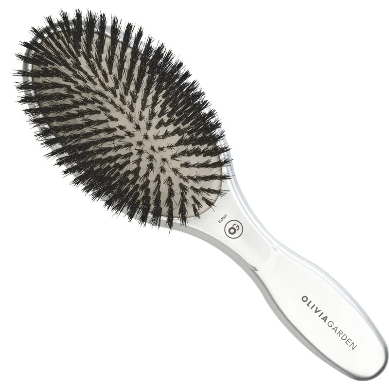 Olivia Garden Expert Care Oval ID2031 Boar Hairbrush - Silver