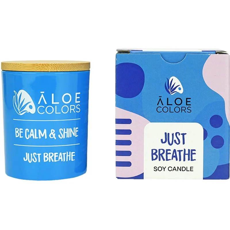 Aloe Colors Just Breathe Scented Soy Candle Αρωματικό Κερί Σόγιας σε Βάζο με Άρωμα που Διαρκεί 150g