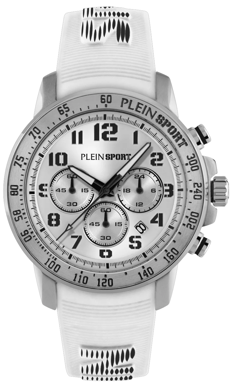 PLEIN SPORT Race Chronograph - PSJGA0126, Silver case with White Rubber Strap