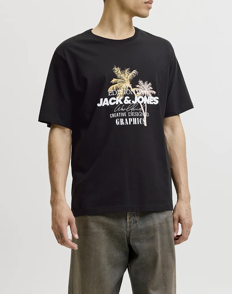 JACK&JONES JJGRADIENT PRINT TEE SS CREW NECK LN 12288094-BLACK Black