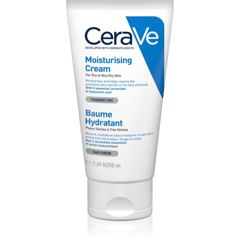 CeraVe Moisturizers ενυδατική κρέμα για σώμα και πρόσωπο για ξηρό έως πολύ ξηρό δέρμα 50 ml