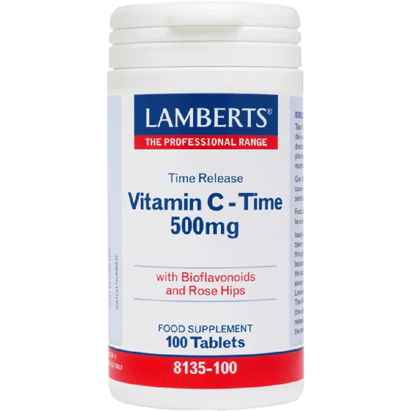 Lamberts Vitamin C Time Release Συμπλήρωμα Διατροφής Βιταμίνης C Ελεγχόμενης Αποδέσμευσης για τη Σωστή Λειτουργία του Ανοσοποιητικού Συστήματος 500mg, 100tabs
