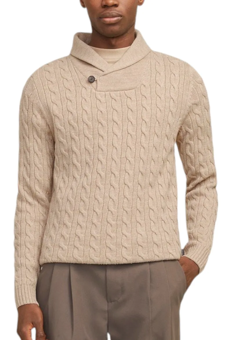 Πουλόβερ Jack & Jones Jprblucrash Knit Shawl Neck 12259704-Pure Cashmere Ανδρικό