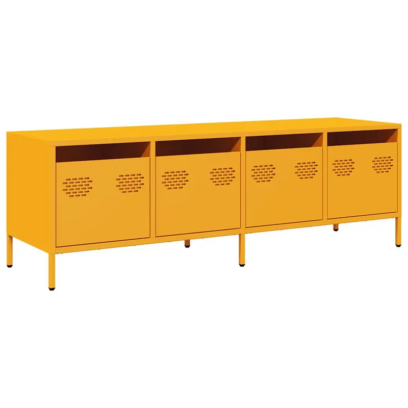 vidaXL Έπιπλο Τηλεόρασης Μουσταρδί 135x39x43,5 εκ Ατσάλι Ψυχρής Έλασης
