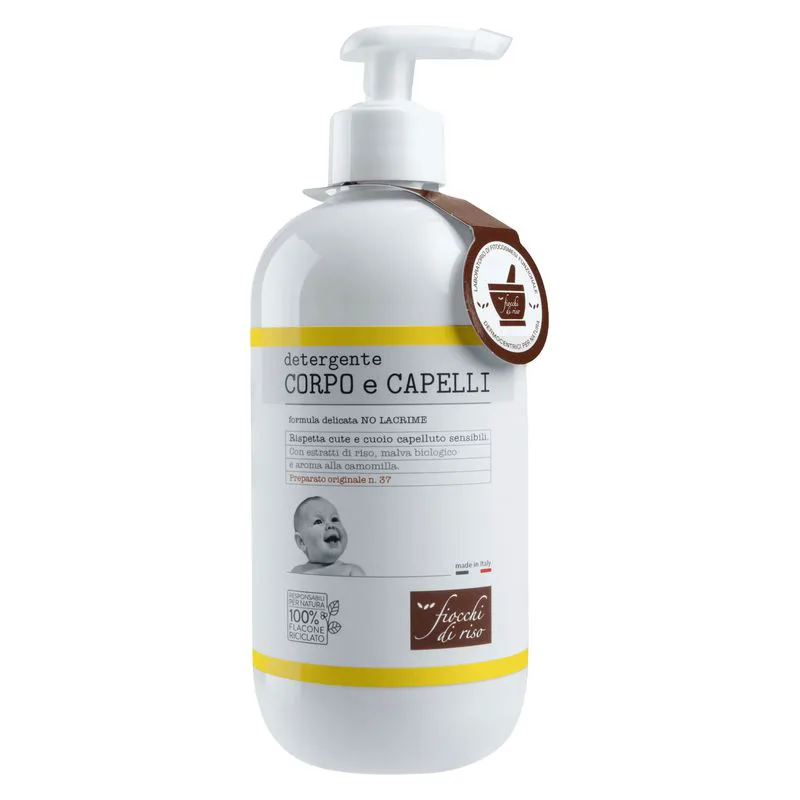 Fiocchi Di Riso Body and Hair Cleanser With Rice Extracts, Organic Mallow and Chamomile Aroma 400 Ml