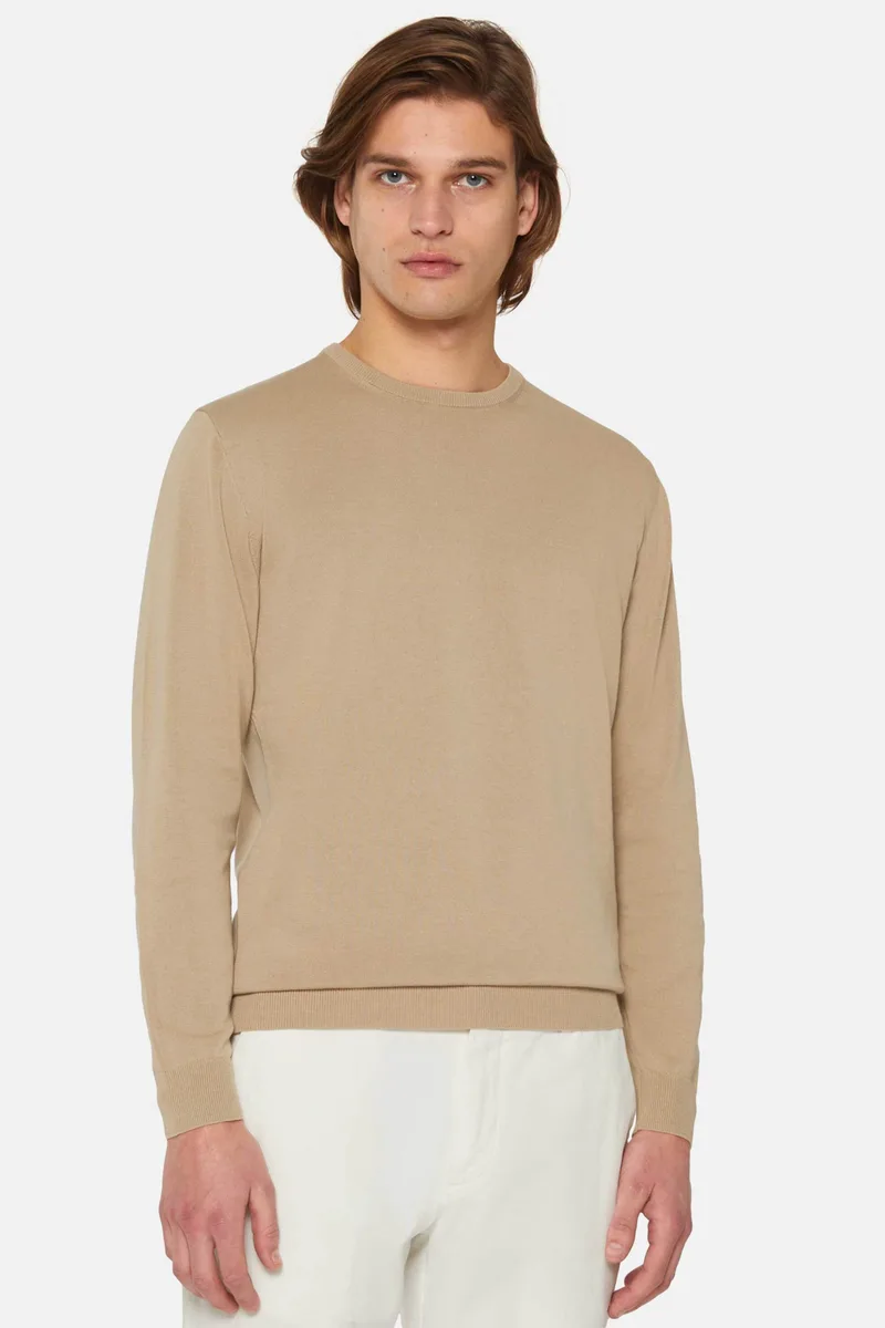 Boggi Milano ανδρικό πουλόβερ μονόχρωμο Regular Fit - BO24P027205 Μπεζ