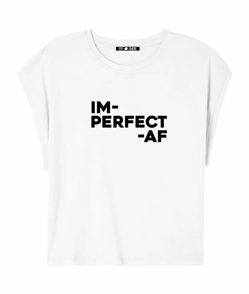Crop White T-Shirt Im-Perfect AF
