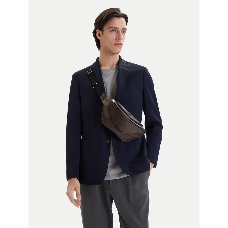 Τσαντάκι Μέσης Calvin Klein Emblem Aop Coated Waistbag LV04D3135G Καφέ