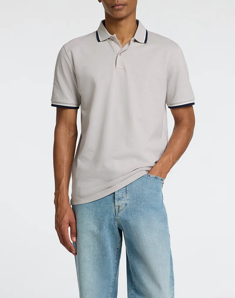SELECTED SLMSLIM-ATLAS SPORT SS POLO NOOS 16095852-Pure CashmereMelange Gray