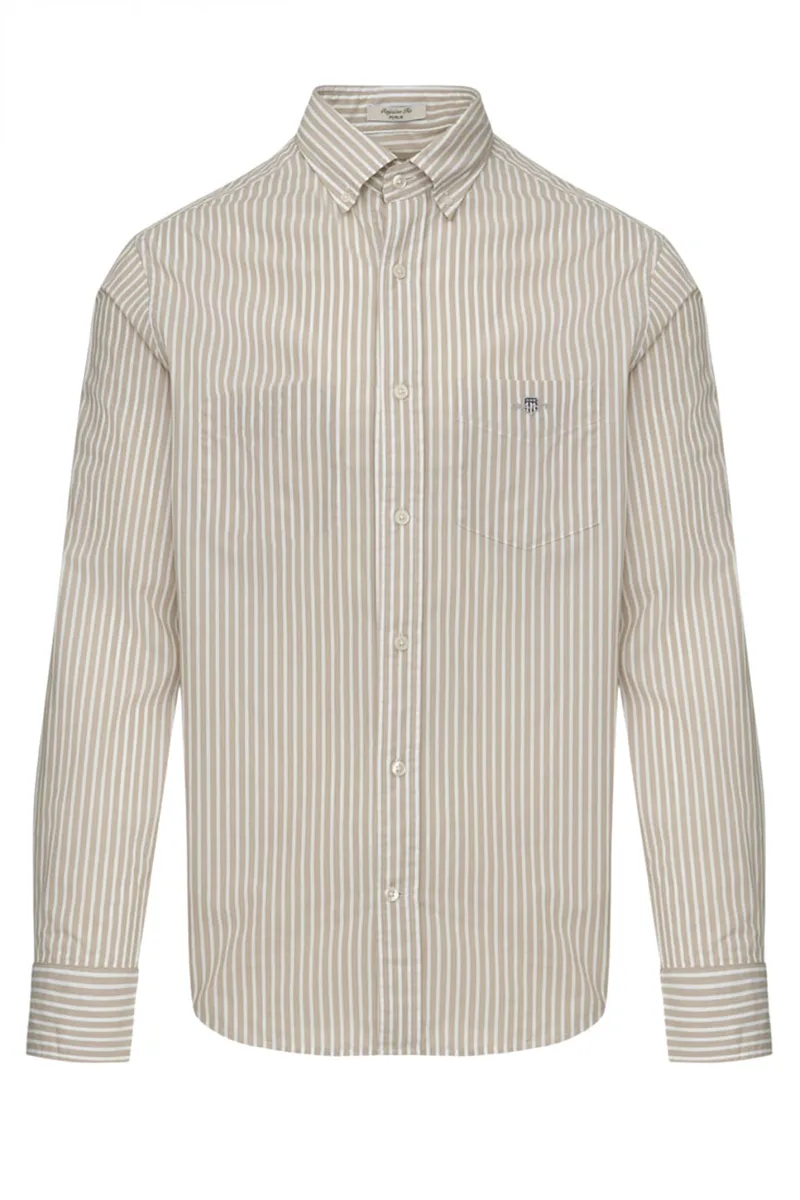 GANT ΠΟΥΚΑΜΙΣΟ ΜΜ 200 COFFEE BEAN CLASSIC POPLIN ΡΙΓΕ ΛΕΥΚΟ ΜΠΕΖ