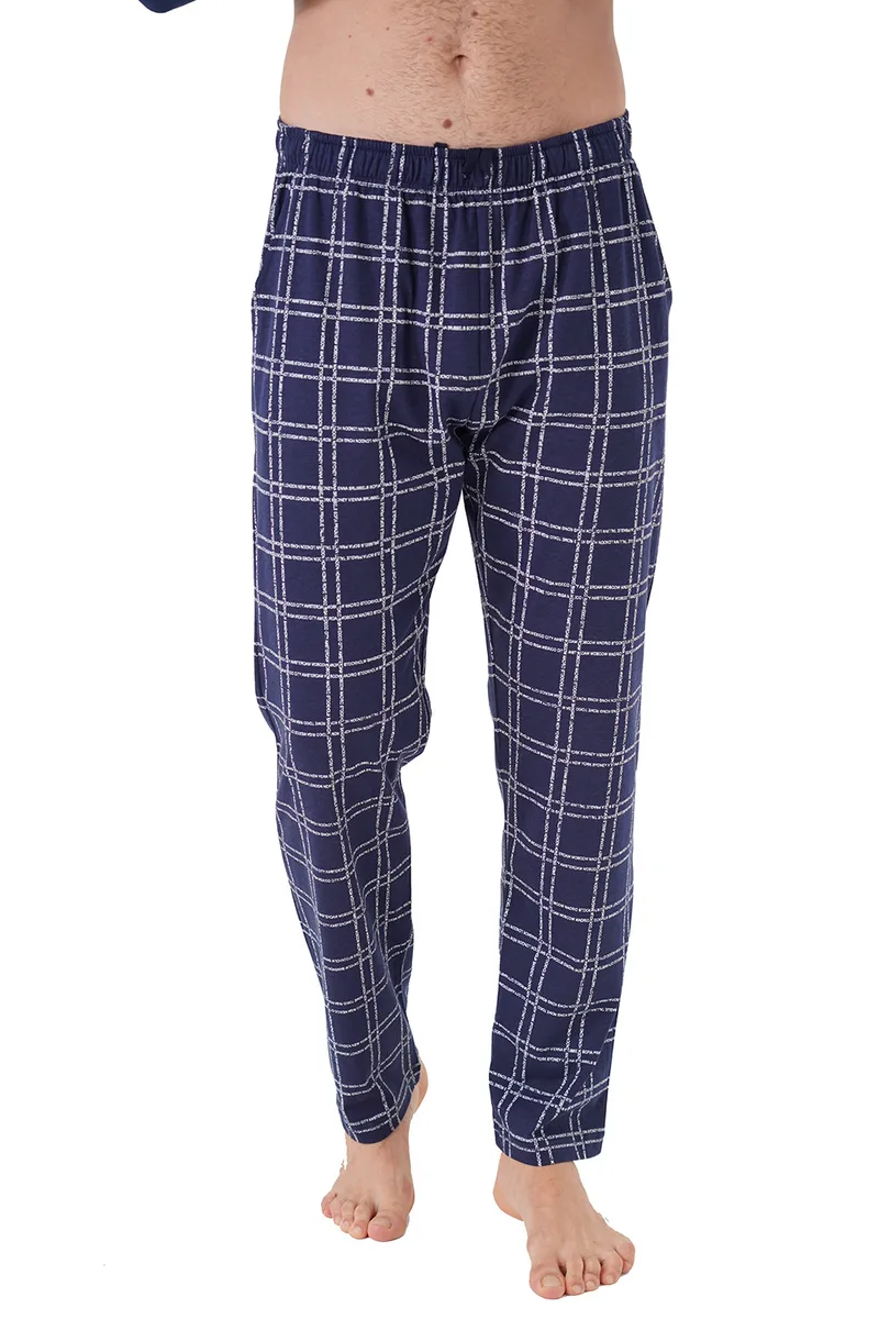 Vienetta Man ανδρικό βαμβακερό παντελόνι καρό (Plus Size)-105318