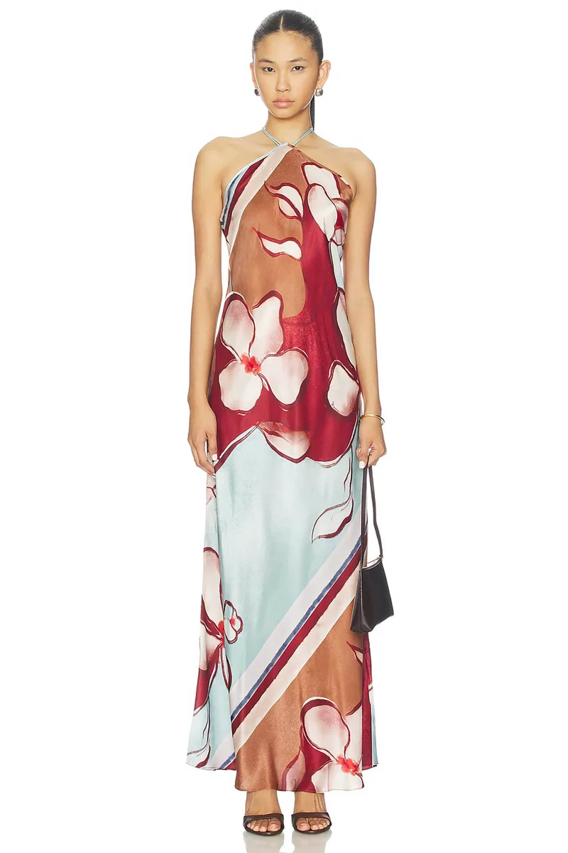 Roame γυναικείο maxi φόρεμα με floral print "Tulula" - R26D238 Πολύχρωμο