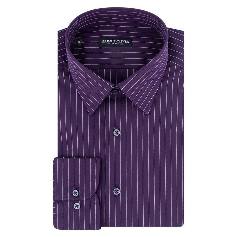 Superior Πουκάμισο Μώβ Ριγέ 100% Fine Cotton (Modern Fit)