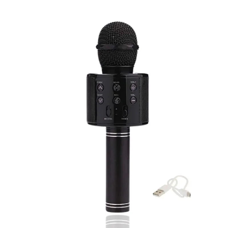 Αυτόνομο Ασύρματο Μικρόφωνο Karaoke με Ηχείο και Λειτουργία Εγγραφής Φωνής WS-858 Χρυσό