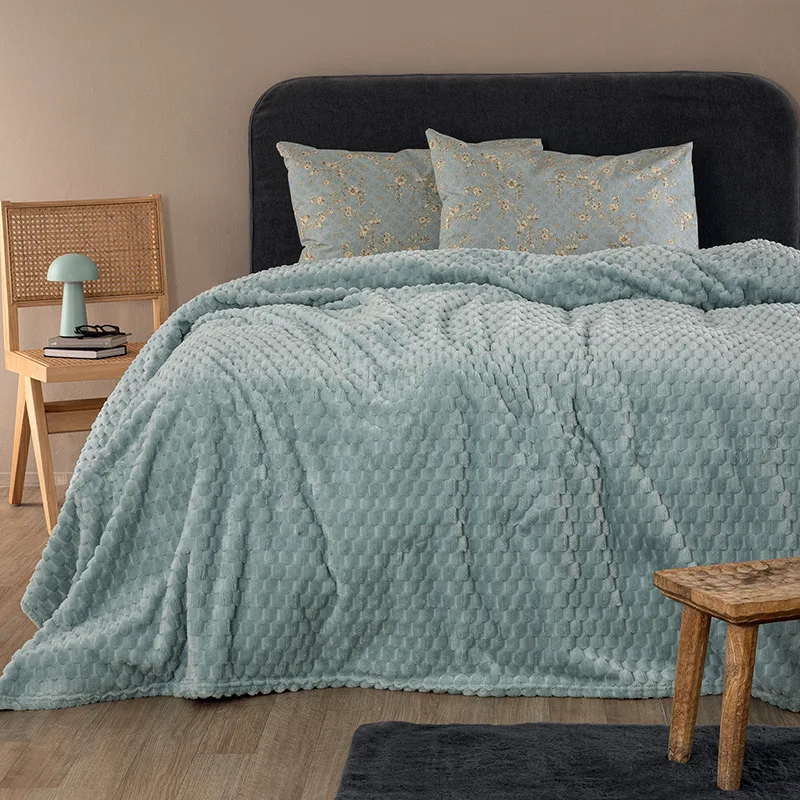 Κουβέρτα Fleece Υπέρδιπλη 220X240 Palamaiki Aster Jade (220x240)