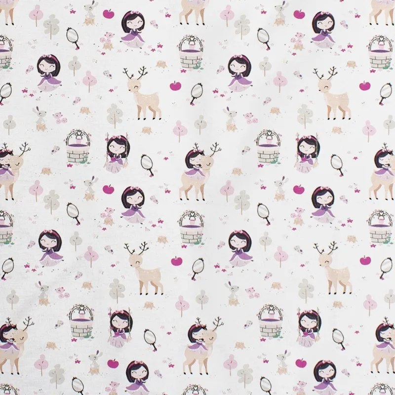 Σεντόνι Λίκνου Dimcol Lily & Deer 179 White-Ροζ 80x110