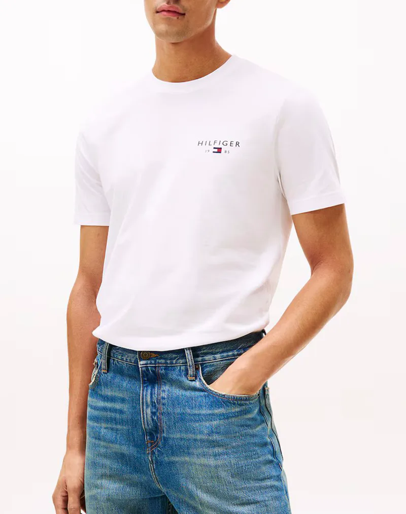 TOMMY HILFIGER BRAND LOVE SMALL HILFIGER TEE MW0MW41456-YBR White